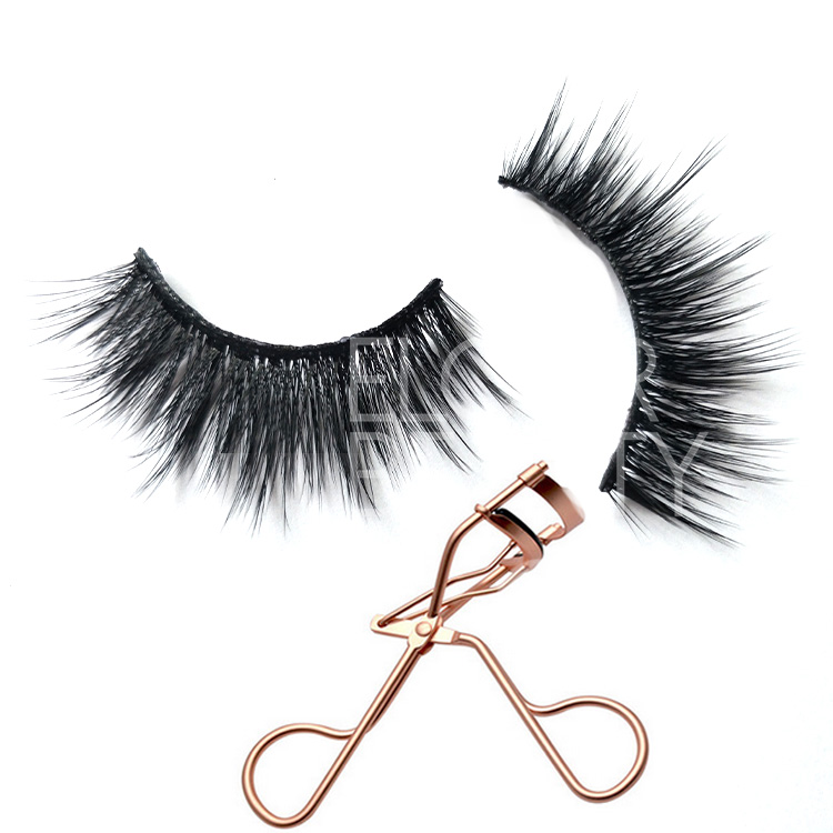 Best quality 3D faux mink fake eyelash with eyelash curler  EL34